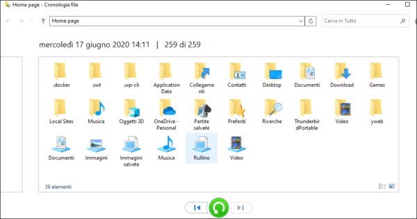 Utilizzare la cronologia file di Windows 10/11 120